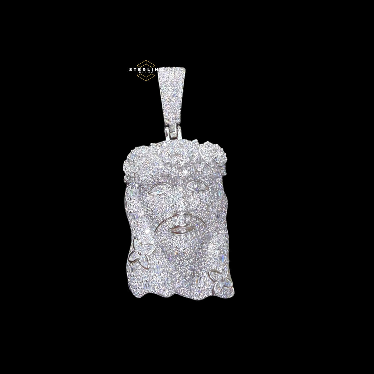 Moissanite Jesus Flower Pendant + Rope Chain