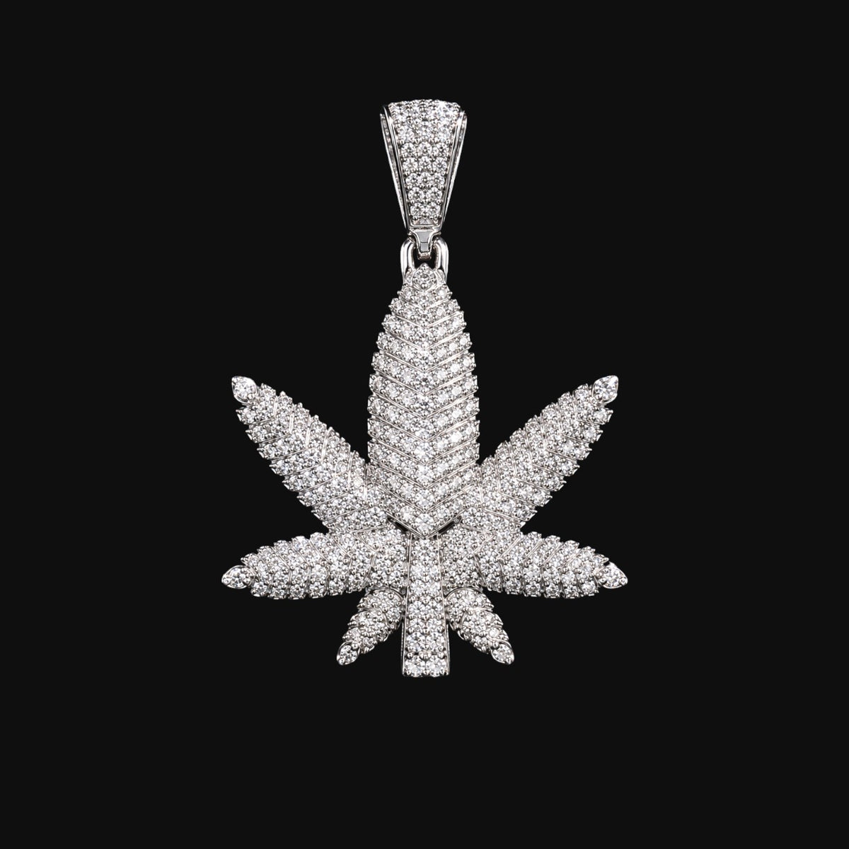 Marijuana Leaf Moissanite 2" Pendant