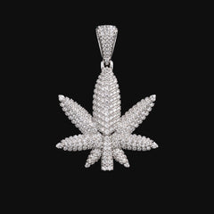 Marijuana Leaf Moissanite 2" Pendant