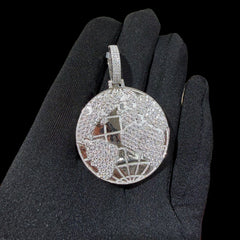 Moissanite World Globe Iced Pendant