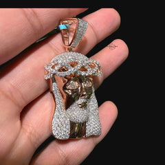 Moissanite Rose Jesus Pendant