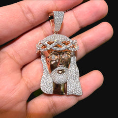 Moissanite Rose Jesus Pendant