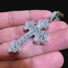 Moissanite Baguette Cross Pendant