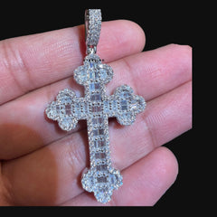 Moissanite Baguette Cross Pendant