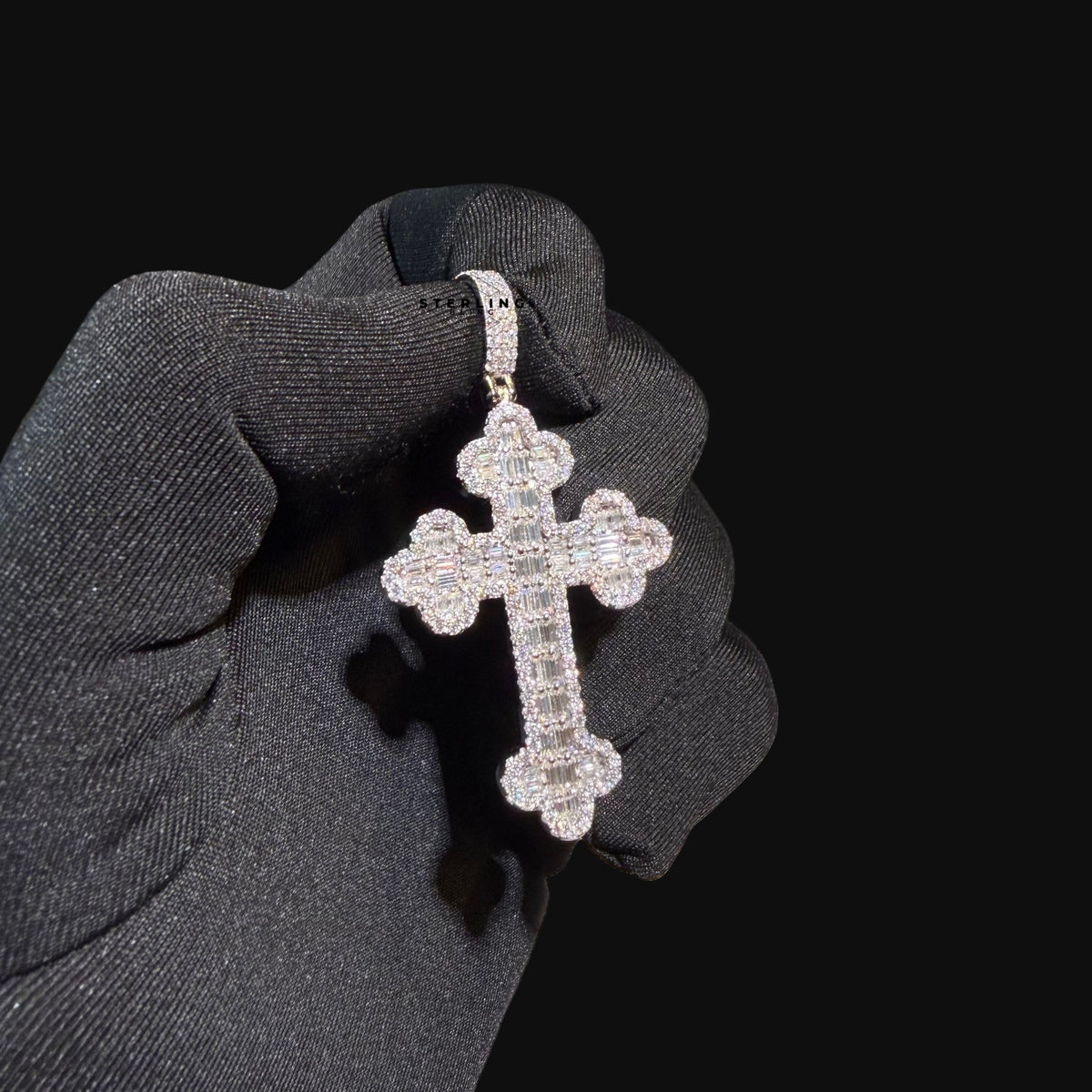 Moissanite Baguette Cross Pendant