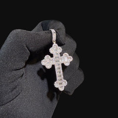 Moissanite Baguette Cross Pendant