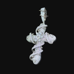 Moissanite Cross Thorns Pendant