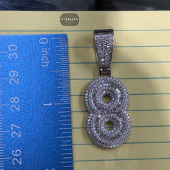 Moissanite 3D Baguette Number Charm Pendants