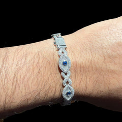 Moissanite Evil Eye Infinity Blue Bracelet 8"