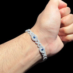 Moissanite Evil Eye Infinity Blue Bracelet 8"