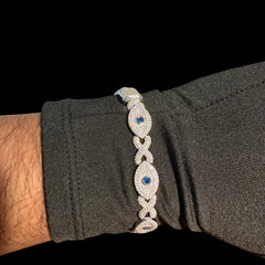 Moissanite Evil Eye Infinity Blue Bracelet 8"