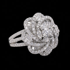 3.6 CTW Moissanite Ladies Flower Cocktail Ring
