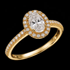 Oval Halo 1.9 CTW Moissanite Ladies Engagement Ring Gold Over 925 Sterling Silver