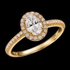 Oval Halo 1.9 CTW Moissanite Ladies Engagement Ring Gold Over 925 Sterling Silver