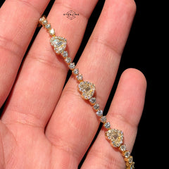 Gold Moissanite Tennis Bracelet 925 Silver Baguette Heart Bracelet Gift for Her