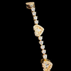Gold Moissanite Tennis Bracelet 925 Silver Baguette Heart Bracelet Gift for Her