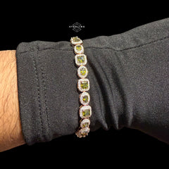 Moissanite Tennis Bracelet, Rose Gold 925 Sterling Silver Olive Green CZ Halo Bracelet