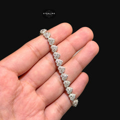 Moissanite Heart Bracelet 7mm 7"