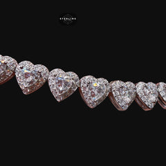 Moissanite Heart Bracelet 7mm 7"