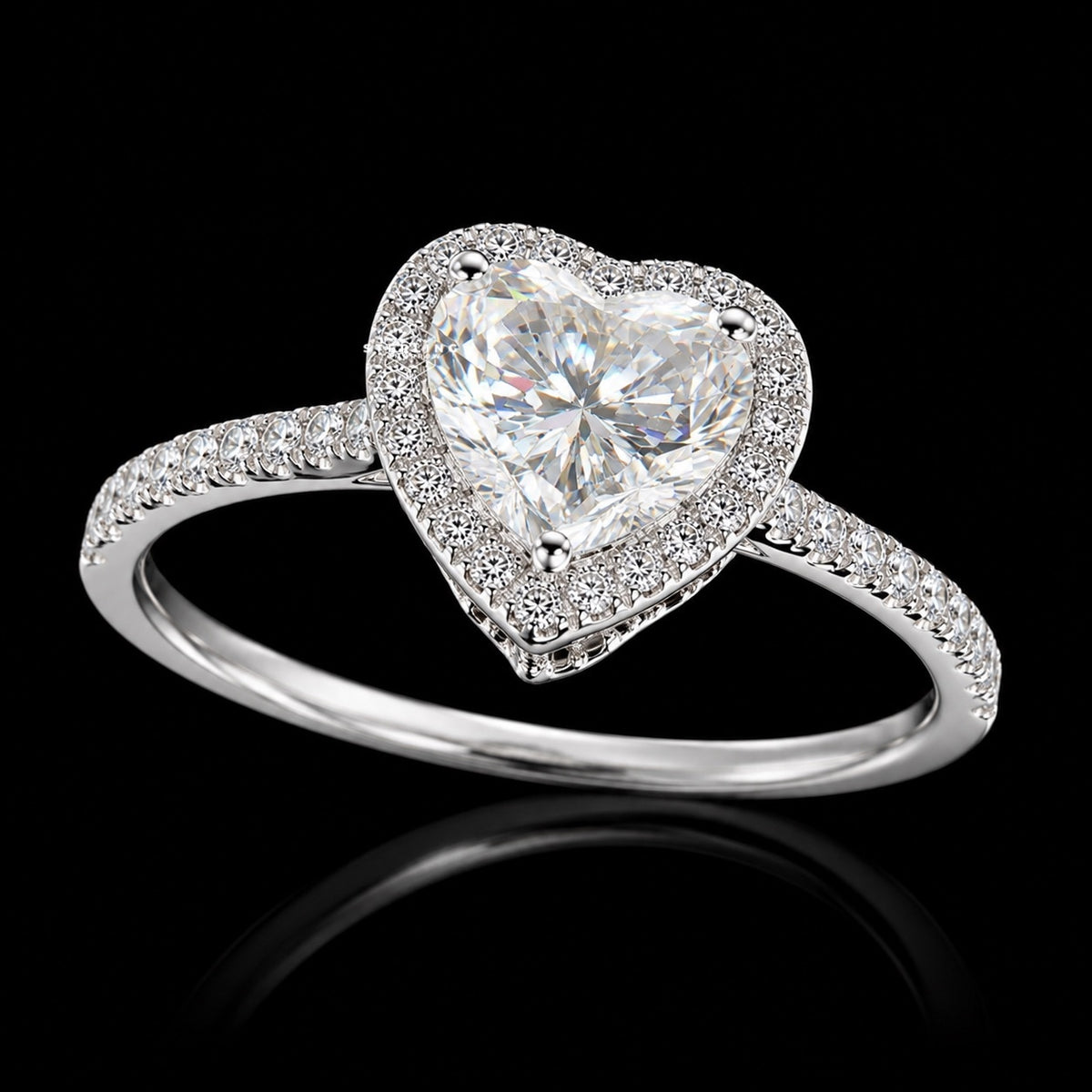2.3 CTW Heart Cut Moissanite Engagement Ring 925 Sterling Silver