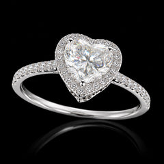 2.3 CTW Heart Cut Moissanite Engagement Ring 925 Sterling Silver