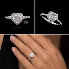 2.3 CTW Heart Cut Moissanite Engagement Ring 925 Sterling Silver