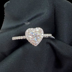 2.3 CTW Heart Cut Moissanite Engagement Ring 925 Sterling Silver