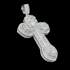 Moissanite Pear Cut Cross Pendant Iced Out