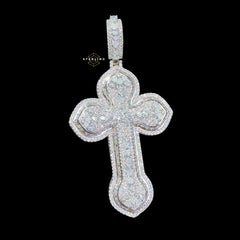 Moissanite Pear Cut Cross Pendant Iced Out