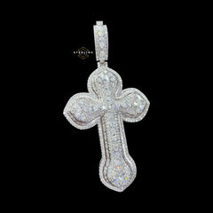 Moissanite Pear Cut Cross Pendant Iced Out