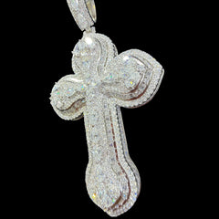 Moissanite Pear Cut Cross Pendant Iced Out