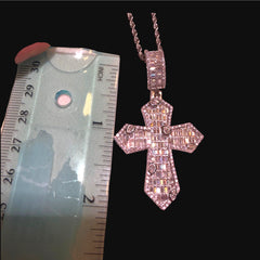 Moissanite Silver Marquis Baguette Cross Pendant