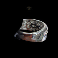 Mens Princess Cut Moissanite Engagement Ring, 925 Sterling Silver Wedding Band