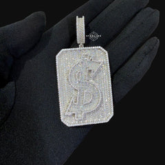 Moissanite Money Dog Tag Pendant