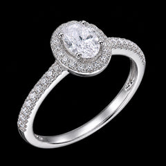 Oval Halo 1.9 CTW Moissanite Ladies Engagement Ring 925 Sterling Silver