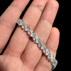 Moissanite Pear Tennis Bracelet 925 Sterling Silver Teardrop 7"