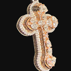 Moissanite Small Pear Cut Rose Gold Cross Pendant