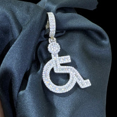 Moissanite Wheelchair Pendant
