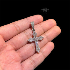 Iced Out Point Cross Pendant + Rope Chain