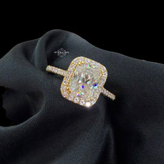 Radiant Cut 2.6 CTW Moissanite Ladies Engagement Ring 14k Gold 925 Silver