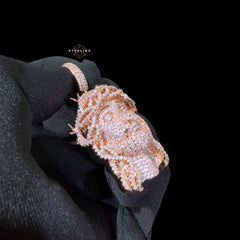 14K Rose Gold Plated Iced cOut CZ Diamond Jesus Pendant | Bustdown Crown of Thorns Jesus Piece | Hip Hop Necklace