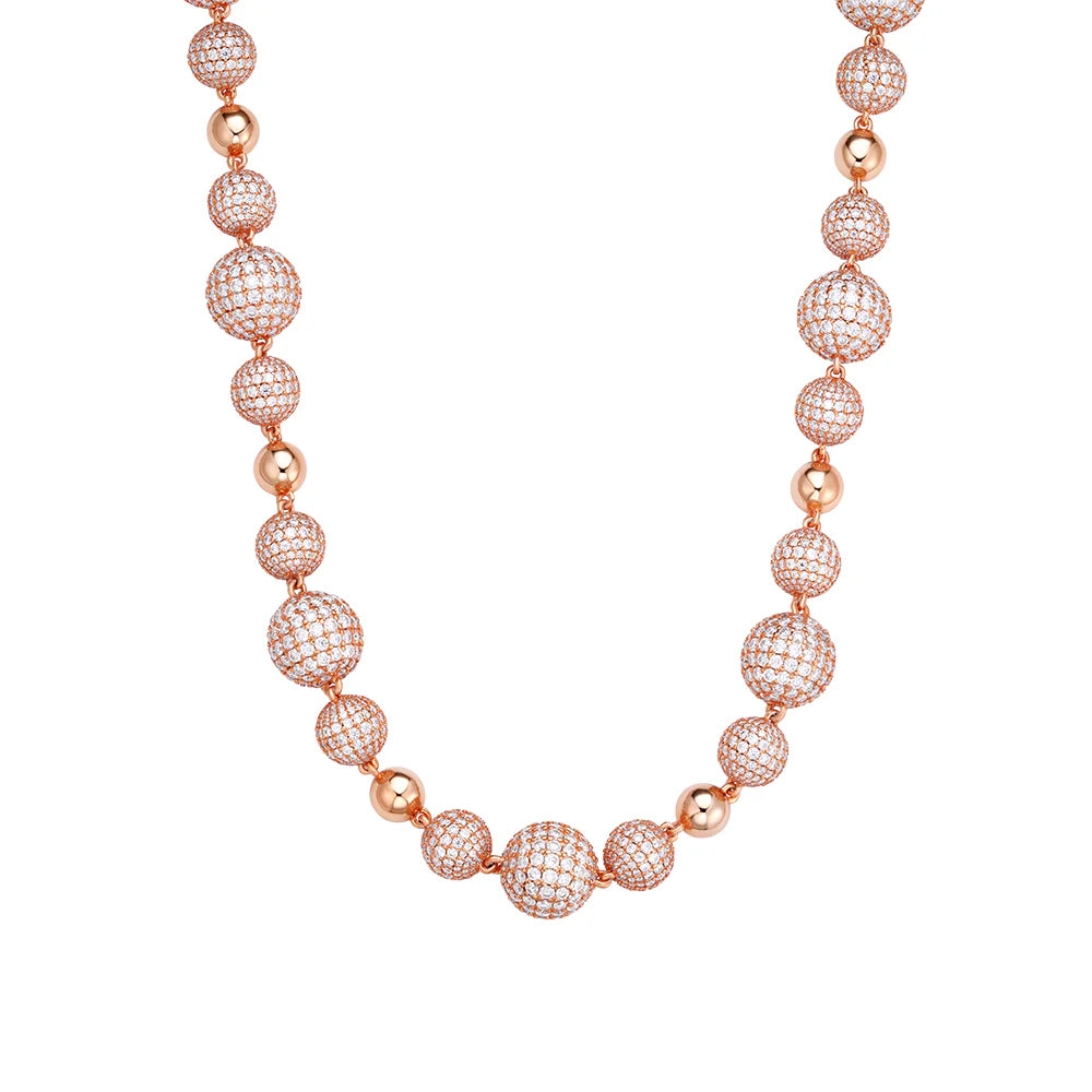 Moissanite Rose Snowball Bead Chain 22"