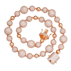 Moissanite Rose Snowball Bead Chain 22"