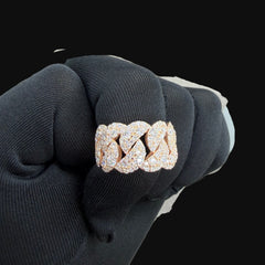 Moissanite Rose Cuban Ring Size 9