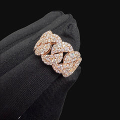 Moissanite Rose Cuban Ring Size 9