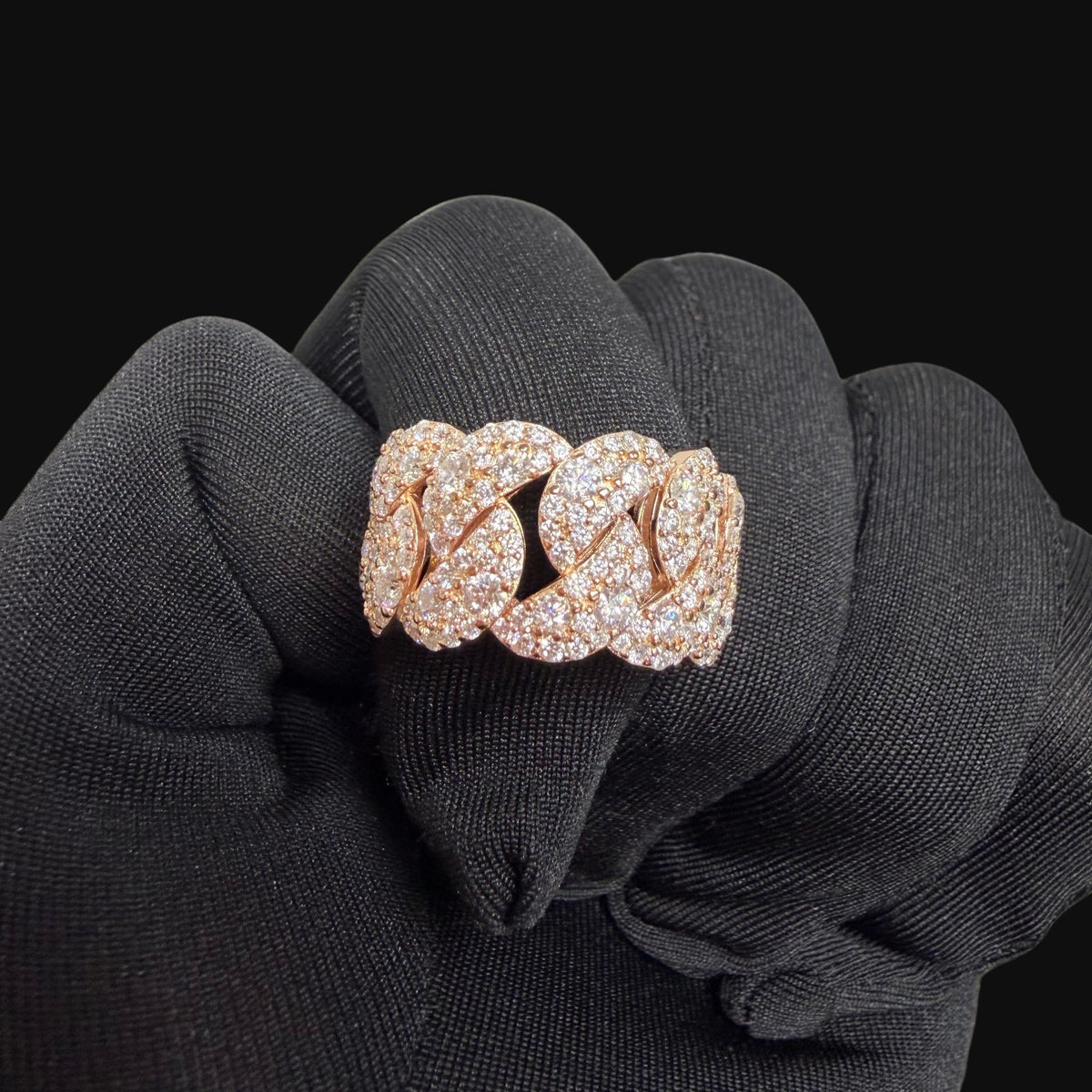 Moissanite Rose Cuban Ring Size 9