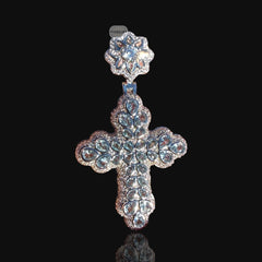 Pear Cut Cross Pendant 14k White Gold Plated