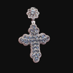 Pear Cut Cross Pendant 14k White Gold Plated