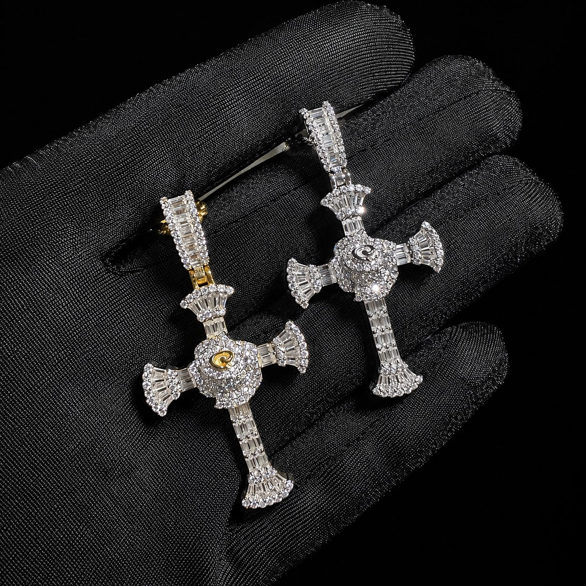 Moissanite Baguette Cross Pendant