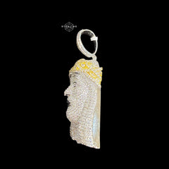 Silver Iced Out Jesus Pendant Necklace